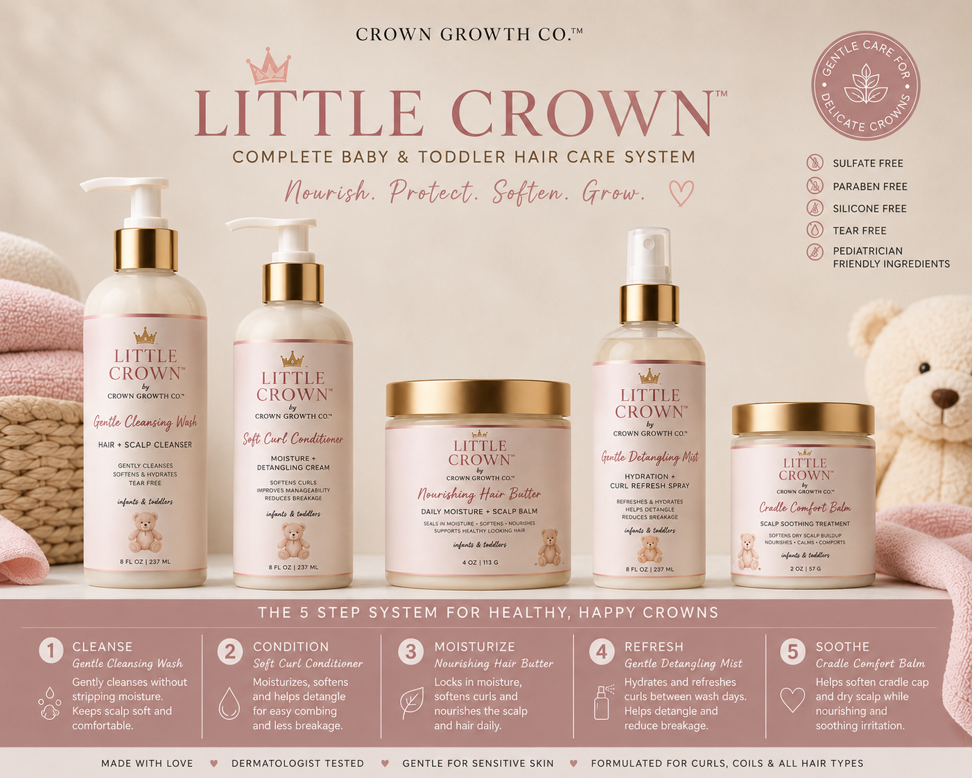 LITTLE CROWN™ Complete Baby & Toddler Hair Care System